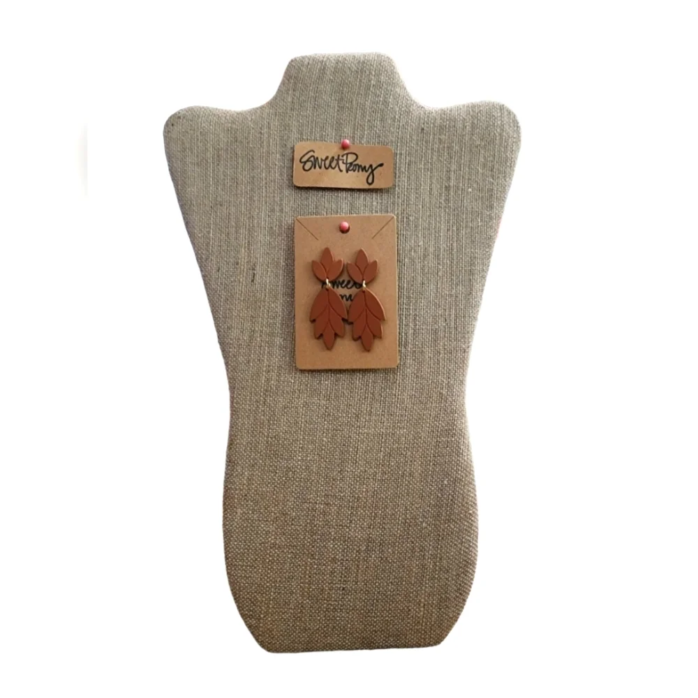 Vintage Style Leaf Earrings Rust Brown Mauve Fall - Picture 2 of 2